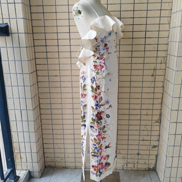 zimmermann Soft orange floral-patterned cotton mid-length dress - Picture 6 of 11